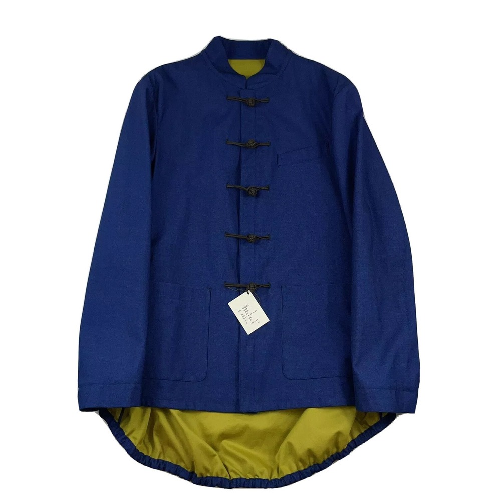 Caruso Blue Woven Linen Wool Silk Toggle Coat Mens 40R NWT Made in Italy